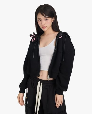  BAD RABBIT CLUB - Áo khoác phối mũ unisex Logo Rabbit 