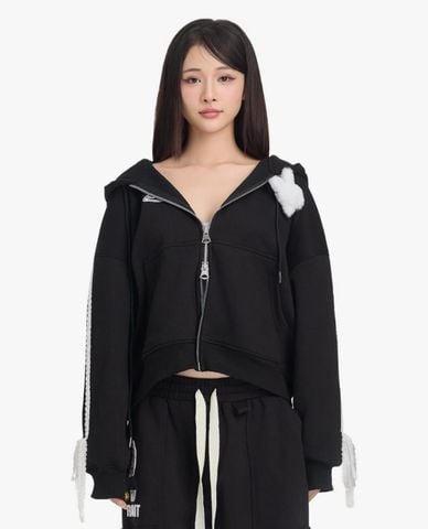  BAD RABBIT CLUB - Áo khoác phối mũ nữ khóa zip HSG Rabbit 