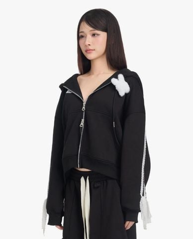  BAD RABBIT CLUB - Áo khoác phối mũ nữ khóa zip HSG Rabbit 