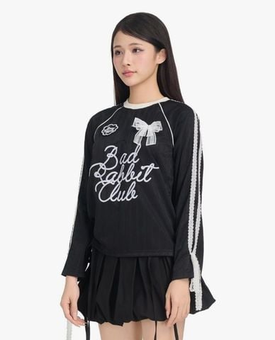  BAD RABBIT CLUB - Áo thun nữ cổ tròn tay dài Noir Rabbit 