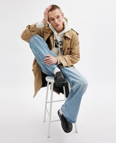  COACH - Giày mules nam đế bệt mũi tròn Buckle 