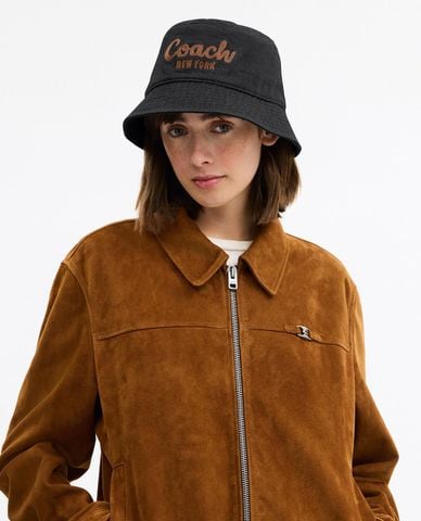  COACH - Nón bucket unisex Script Embroidered Denim 