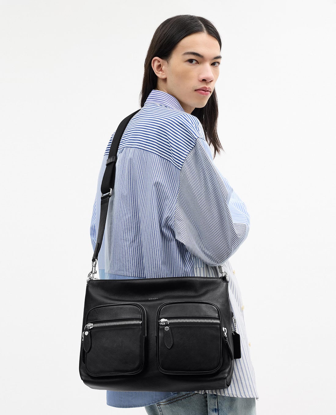 COACH - Túi đeo chéo nam phom chữ nhật Domino File