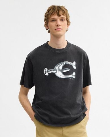  COACH - Áo thun nam cổ tròn tay ngắn Hardware 