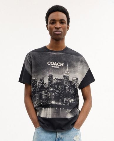  COACH - Áo thun nam cổ tròn tay ngắn Postcard 