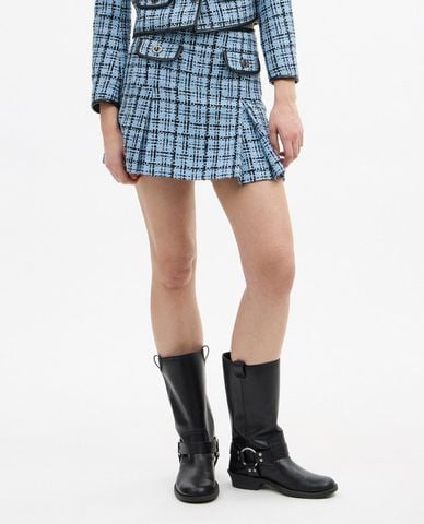  COACH - Chân váy chữ A mini kẻ caro Turnlock 