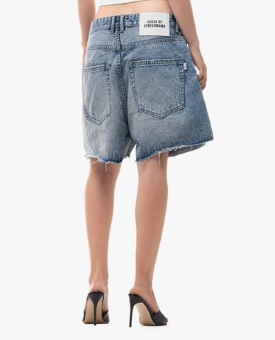  STRESSMAMA - Quần short jeans unisex wash bạc Basic 