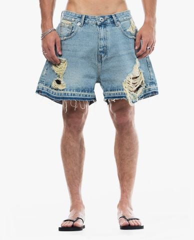  STRESSMAMA - Quần short jeans unisex rách gối cá tính 