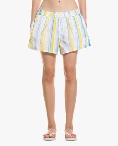  STRESSMAMA - Quần short unisex ống rộng kẻ sọc Pajama 