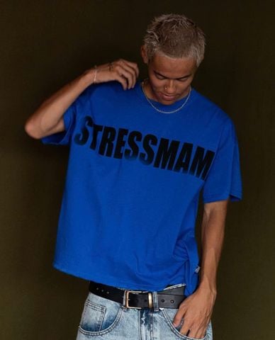  STRESSMAMA - Áo thun unisex cổ tròn tay ngắn Faded Logo 
