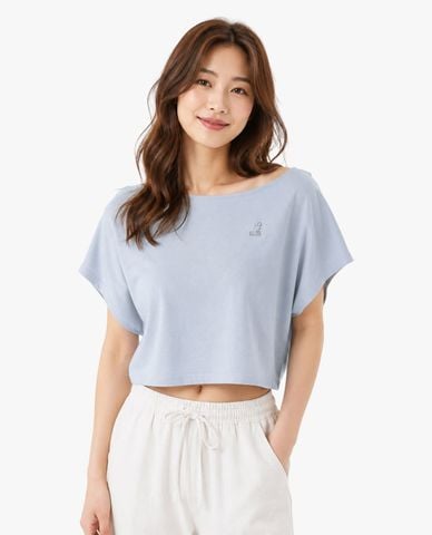  KANGOL - Áo thun nữ cổ tròn tay cánh dơi 