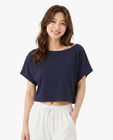  KANGOL - Áo thun unisex tay cánh dơi phom rộng 