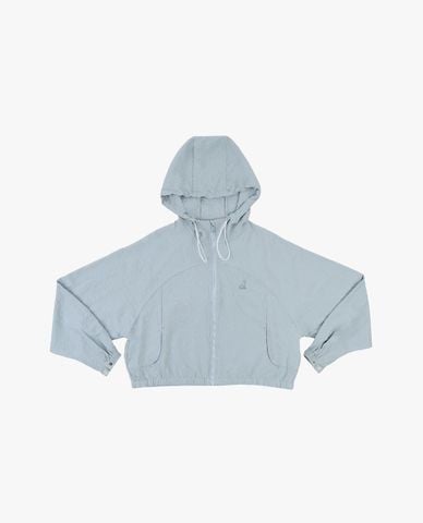  KANGOL - Áo khoác gió unisex phối mũ tay dài thêu logo 