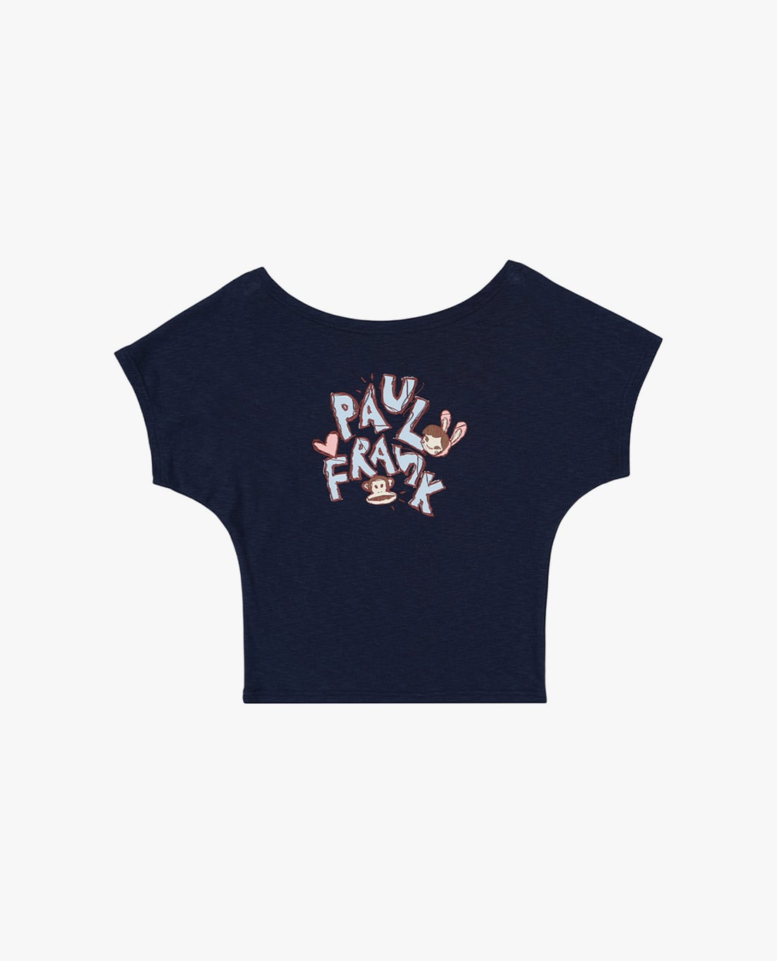 PAUL FRANK - Áo croptop nữ cổ tròn tay ngắn in họa tiết