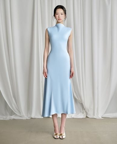  LARMES - Đầm sát nách midi cổ cao dáng xòe Inez 
