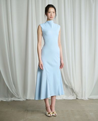  LARMES - Đầm sát nách midi cổ cao dáng xòe Inez 