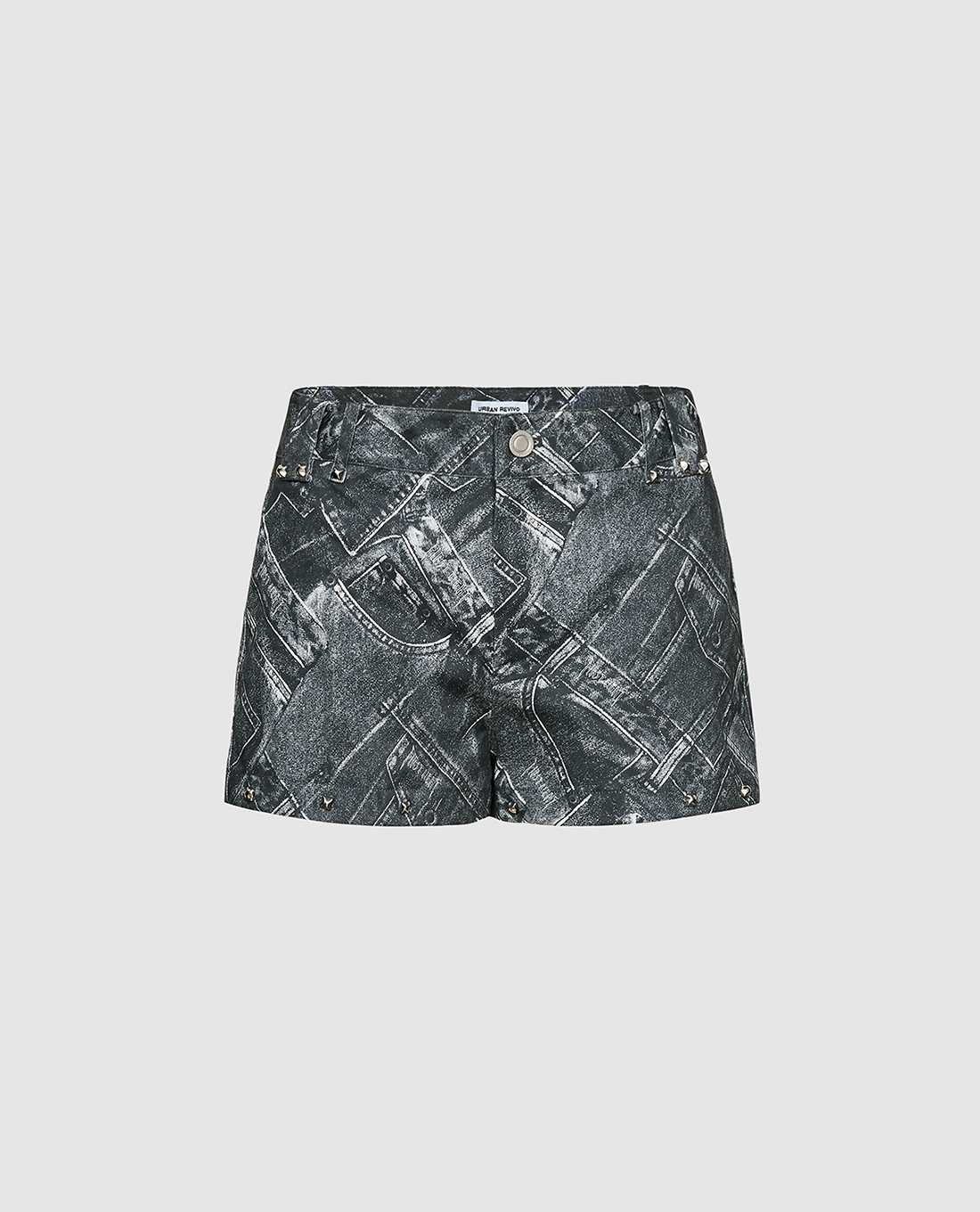 URBAN REVIVO - Quần short ngắn nữ họa tiết denim