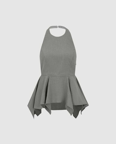  URBAN REVIVO - Áo kiểu nữ sát nách cổ yếm dáng xòe 