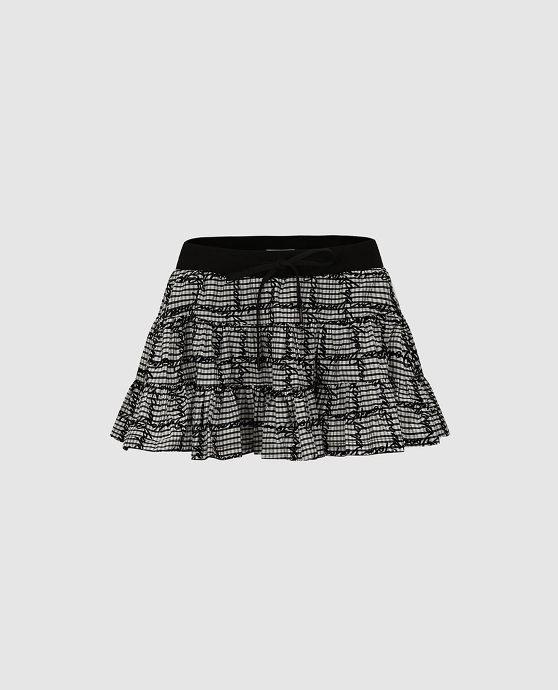 URBAN REVIVO - Chân váy chữ A mini xếp tầng kẻ caro