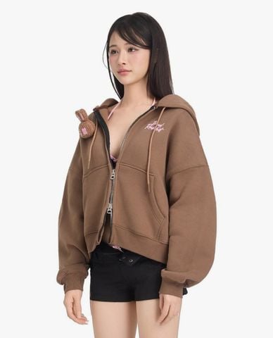  BAD RABBIT CLUB - Áo khoác phối mũ unisex Logo Rabbit 