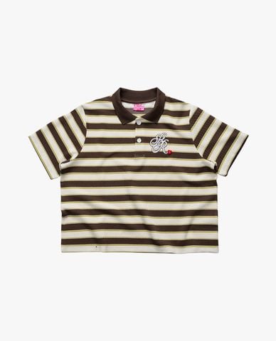  BAD RABBIT CLUB - Áo polo unisex tay ngắn kẻ sọc Summer Dose 