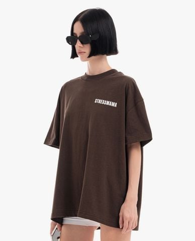  STRESSMAMA - Áo thun unisex cổ tròn tay ngắn Basic 