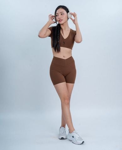  AZURA - Áo bra thể thao nữ cổ tim tay ngắn 