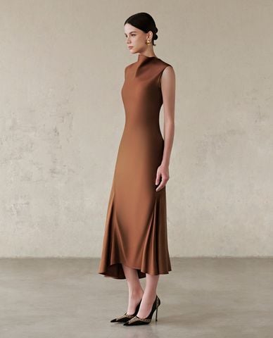  LARMES - Đầm sát nách midi cổ cao dáng xòe Inez 