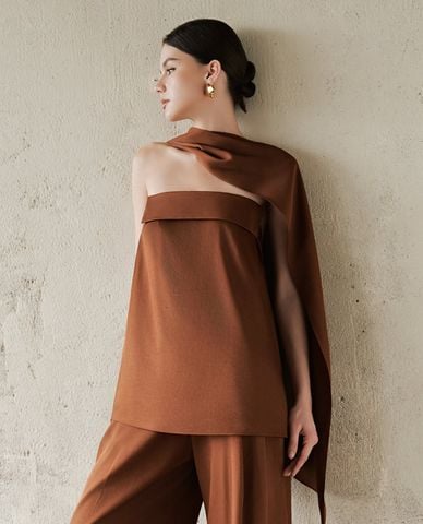  LARMES - Áo kiểu nữ cúp ngực kèm khăn choàng Odelia 