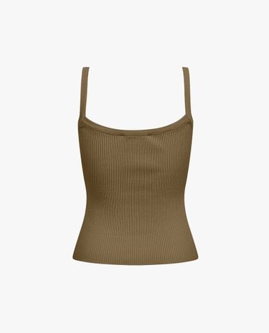  FANCì CLUB - Áo hai dây nữ dệt kim cổ vuông phom ôm 