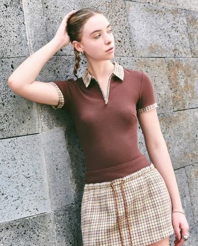  DEZUS - Áo polo nữ cổ bẻ tay ngắn phom ôm Blowe 