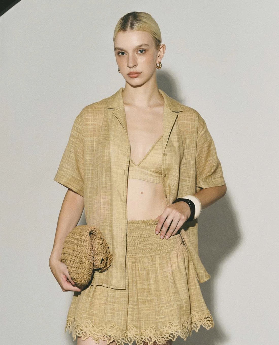 DEZUS - Set áo bra và áo khoác sơ mi nữ Baren