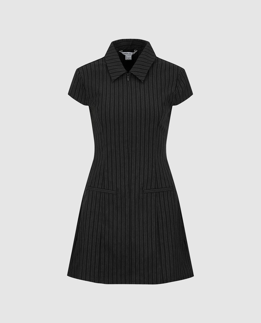 URBAN REVIVO - Đầm polo mini dệt kim kẻ sọc