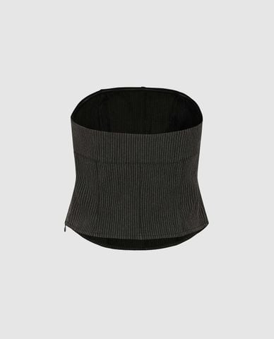 URBAN REVIVO - Áo corset nữ kẻ sọc kèm đai 