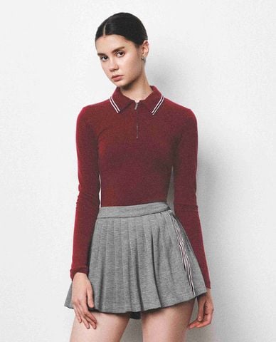  DEZUS - Áo polo nữ cổ bẻ tay dài phom ôm Wander 