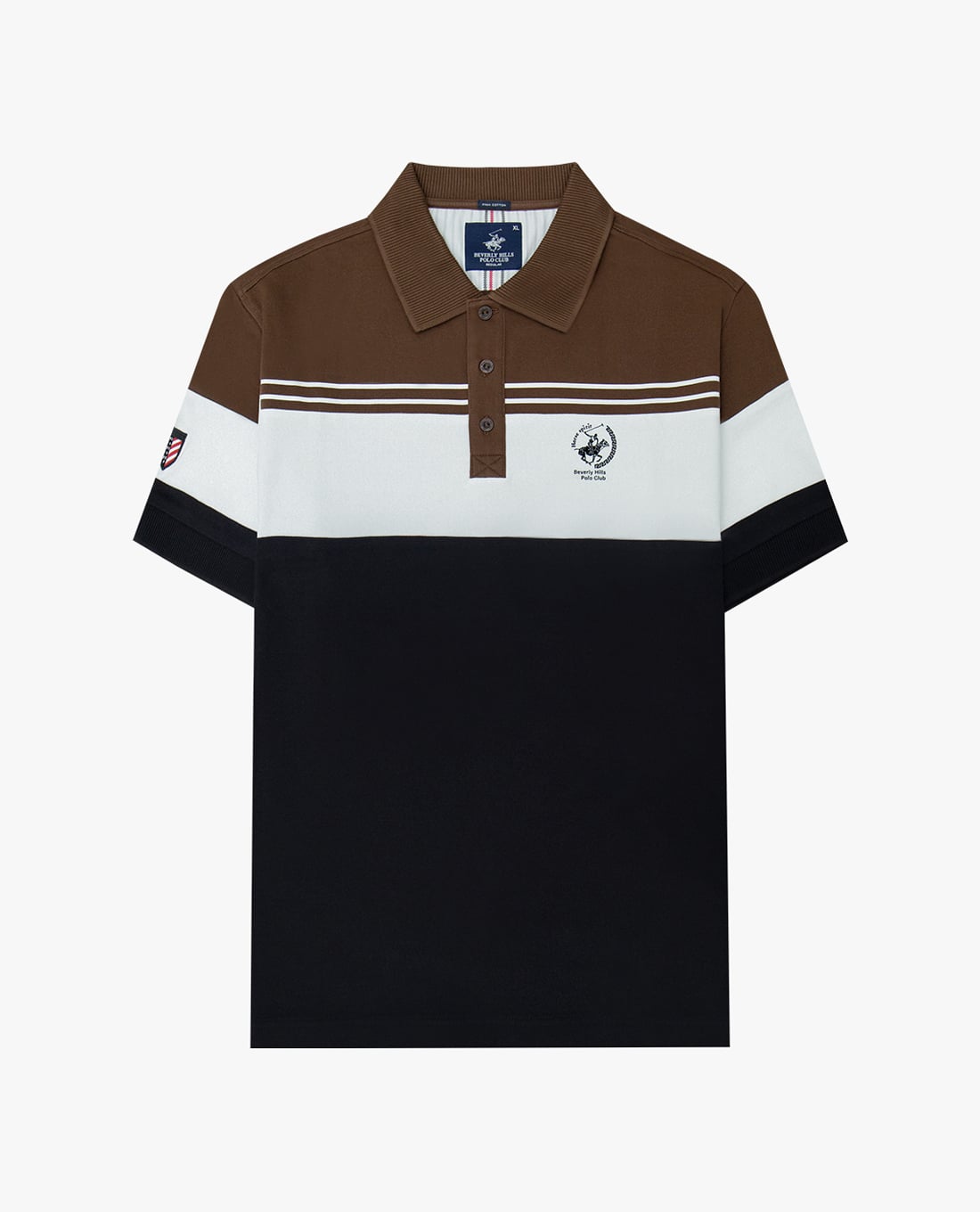 BEVERLY HILLS POLO CLUB - Áo polo nam cổ bẻ tay ngắn phối sọc