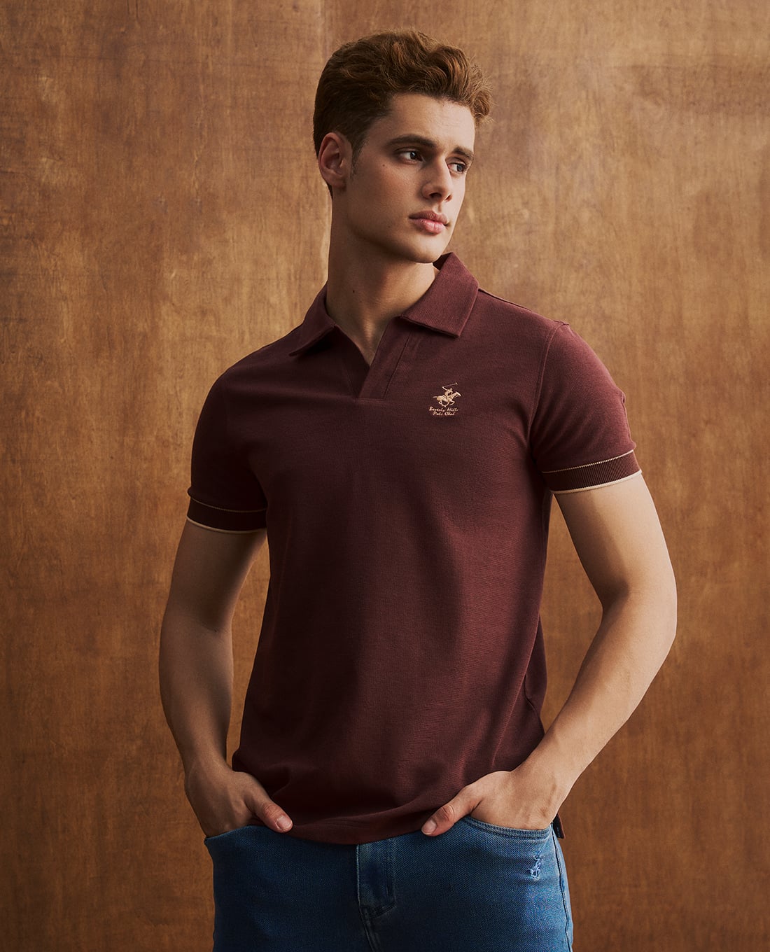 BEVERLY HILLS POLO CLUB - Áo polo nam cổ bẻ phối viền