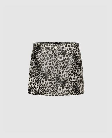  URBAN REVIVO - Chân váy chữ A mini họa tiết da beo 