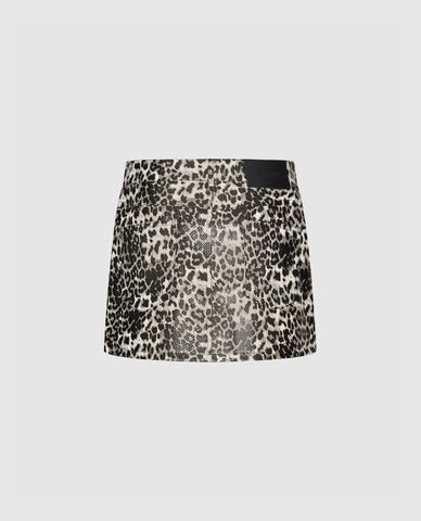  URBAN REVIVO - Chân váy chữ A mini họa tiết da beo 