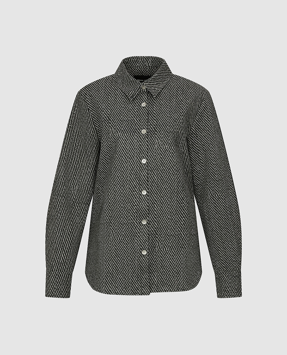 URBAN REVIVO - Áo khoác sơ mi nữ tay dài kẻ sọc