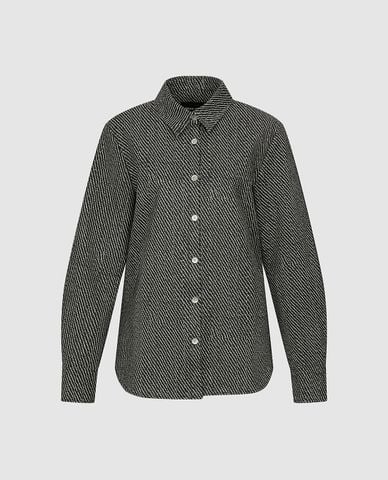  URBAN REVIVO - Áo khoác sơ mi nữ tay dài kẻ sọc 