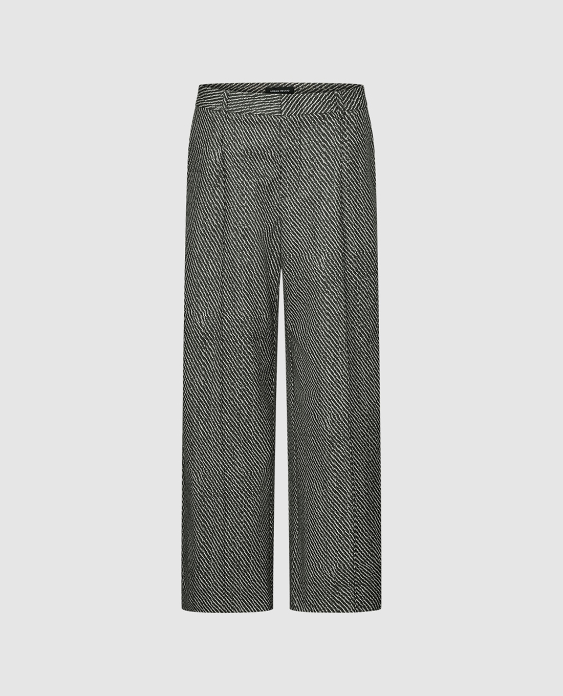 URBAN REVIVO - Quần nữ ống đứng họa tiết sọc chéo