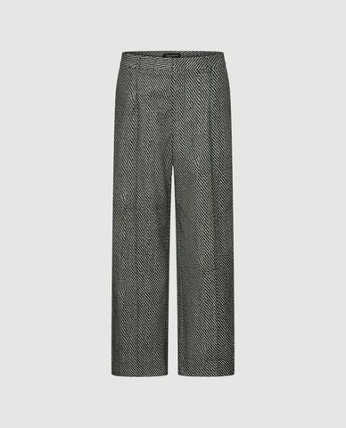  URBAN REVIVO - Quần nữ ống đứng họa tiết sọc chéo 