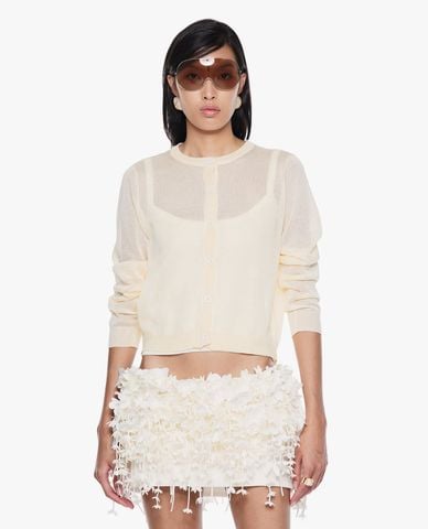  FANCì CLUB - Áo khoác cardigan nữ cổ tròn xuyên thấu Rawed 