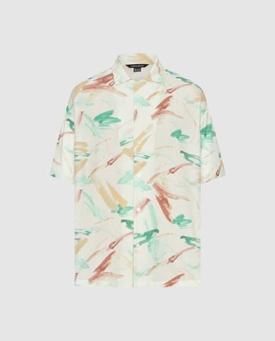  URBAN REVIVO - Áo sơ mi nam tay ngắn họa tiết loang màu 