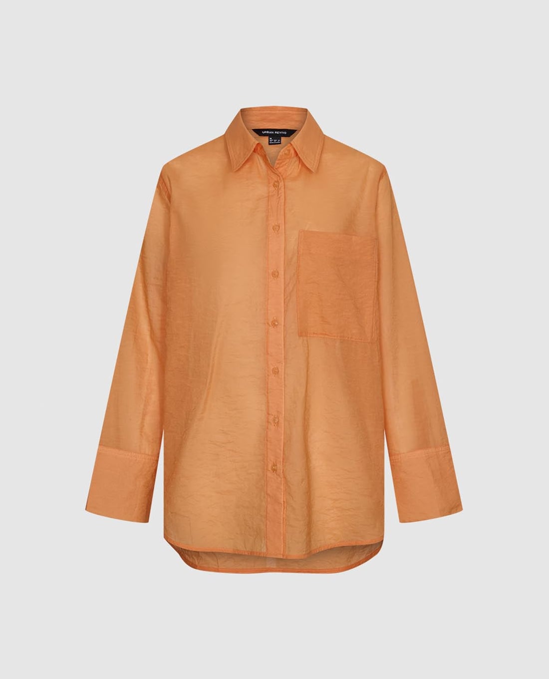 URBAN REVIVO - Áo sơ mi nữ tay dài phom suông phối túi