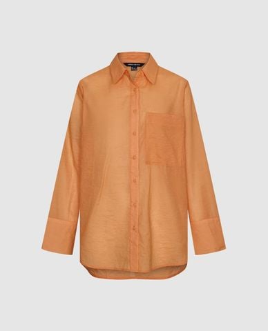  URBAN REVIVO - Áo sơ mi nữ tay dài phom suông phối túi 