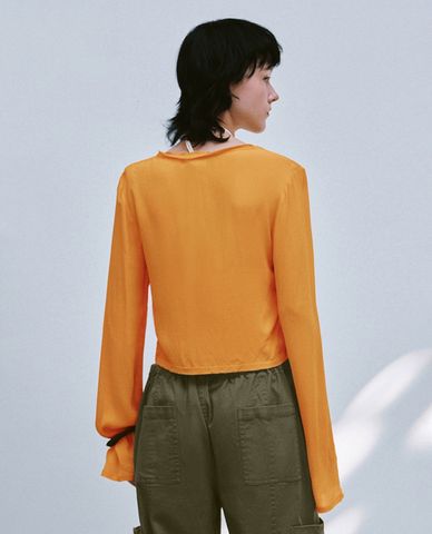  URBAN REVIVO - Áo khoác cardigan nữ tay dài buộc dây 