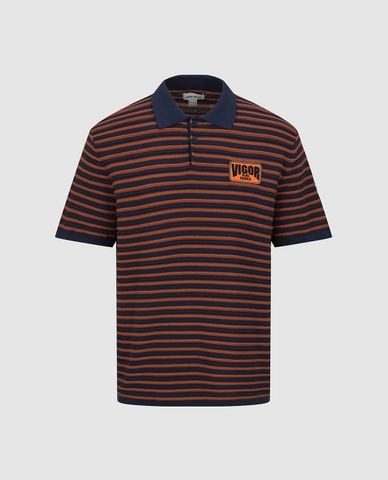  URBAN REVIVO - Áo polo nam dệt kim tay ngắn kẻ sọc 