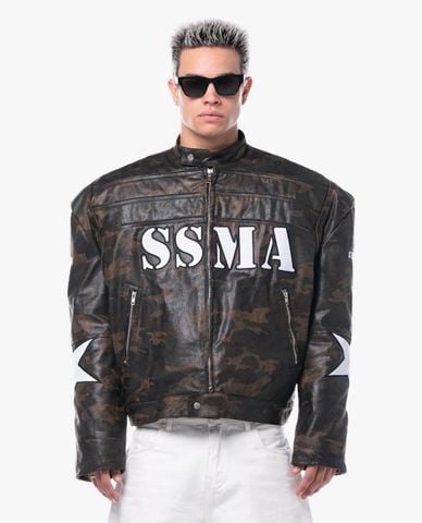  STRESSMAMA - Áo khoác biker unisex phối khóa zip Mamafia 